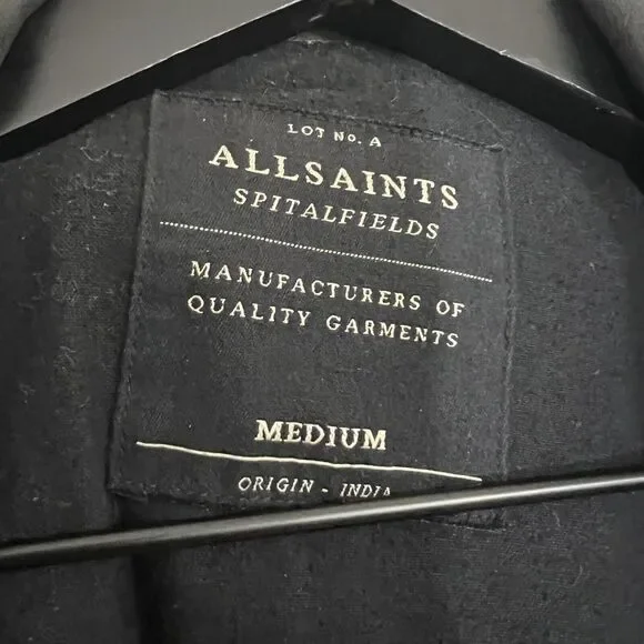 ALLSAINTS Spitalfields Distressed Leather Moto Jacket Size Medium Gray